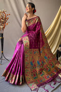 French Violet Paithani Saree - EZBER