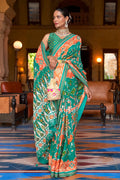 Green Orange Dual Tone Patola Saree - EZBER