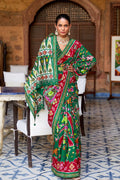 Green Red Dual Tone Patola Saree - EZBER