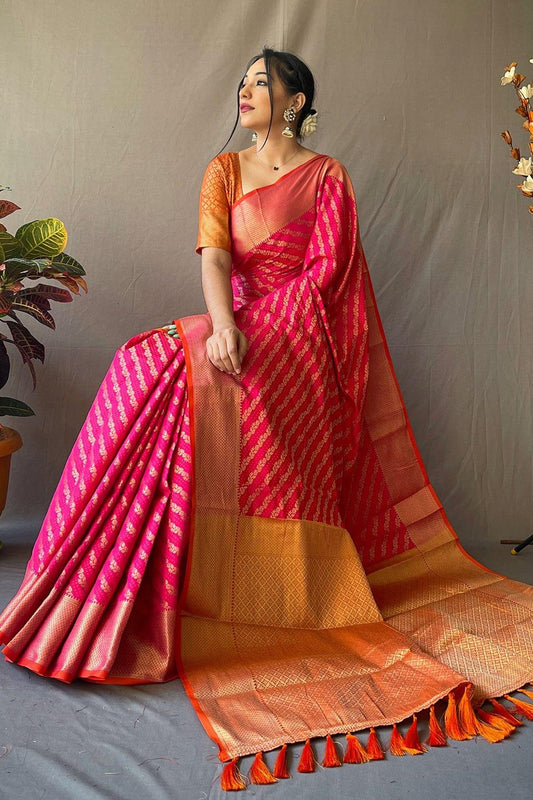 Hot Pink Patola Saree - EZBER