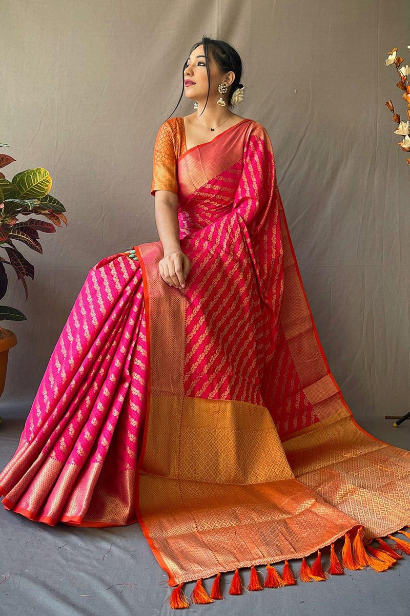 Hot Pink Patola Saree - EZBER
