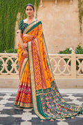 Marigold Yellow Patola Saree - EZBER