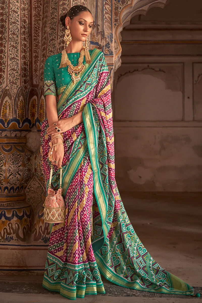 Multicolour Patola Saree - EZBER