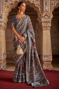 Pewter Grey Patola Saree - EZBER