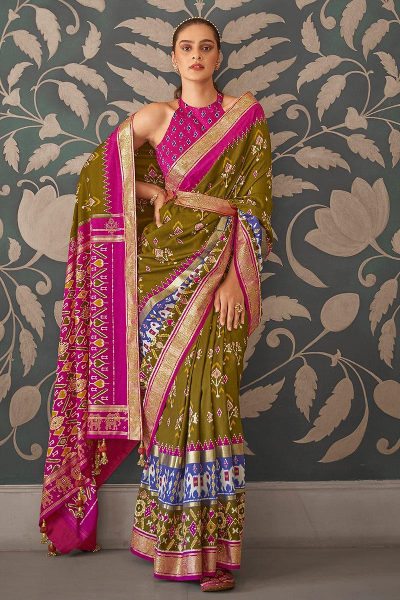 Tart Green Patola Saree - EZBER
