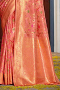 Peach Banarasi Silk Saree With Blouse Piece - EZBER