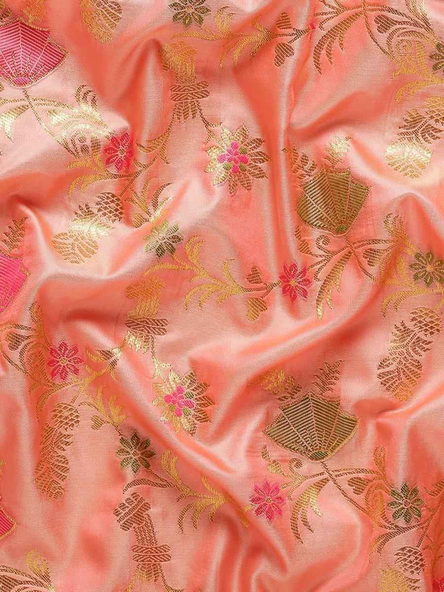 Peach Banarasi Silk Brocade Saree | EZB SI04 ASSWA1002