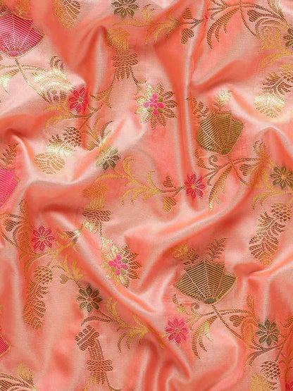 Peach Banarasi Silk Brocade Saree | EZB SI04 ASSWA1002