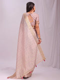 Peach CASUAL CHECKS Organza Saree with Blouse Piece - EZBER