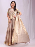 Peach CHICAGO Organza Saree with Blouse Piece - EZBER