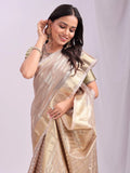 Peach CHICAGO Organza Saree with Blouse Piece - EZBER