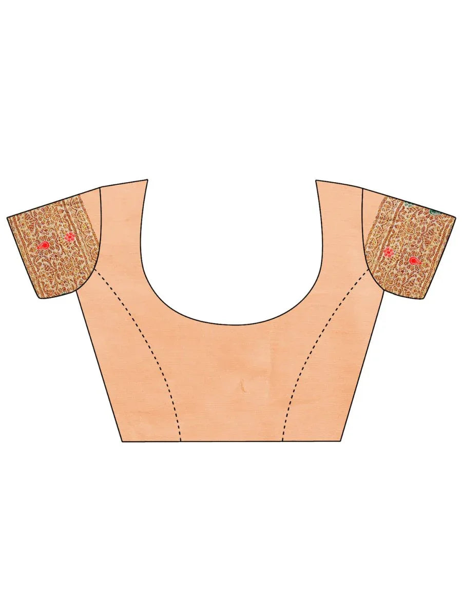 Peach Cotton Saree With Blouse Piece - EZBER