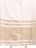 Peach Cotton Saree With Blouse Piece - EZBER