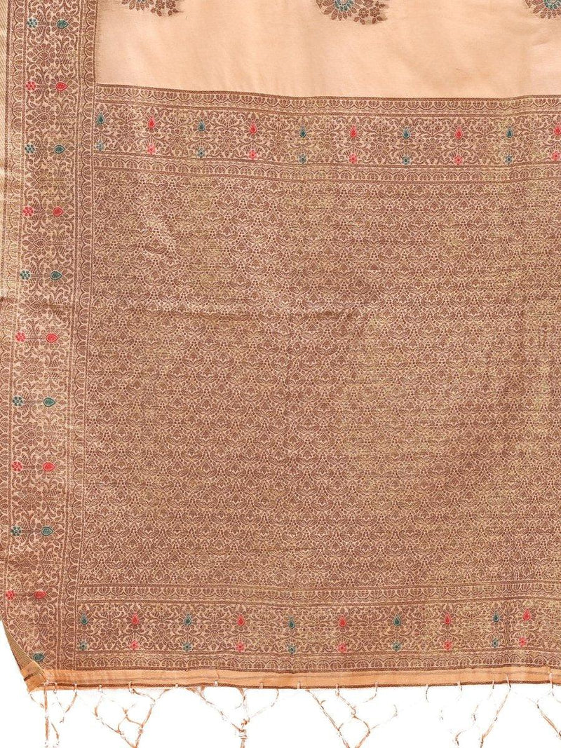 Peach Cotton Saree With Blouse Piece - EZBER