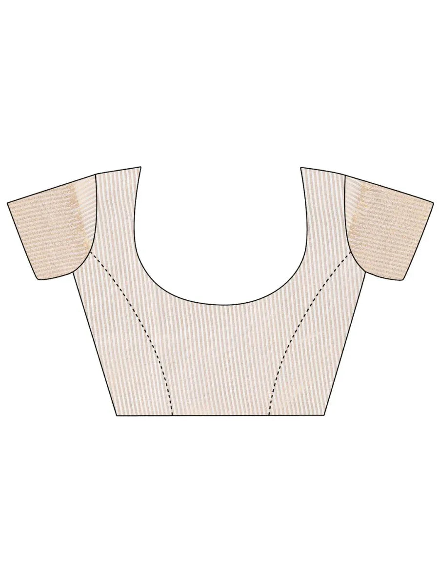 Peach Cotton Saree With Blouse Piece - EZBER