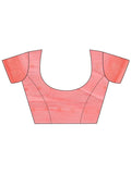 Peach Linen Cotton Saree With Blouse Piece - EZBER