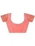 Peach Linen Cotton Saree With Blouse Piece - EZBER