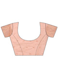 Peach Linen Cotton Saree With Blouse Piece - EZBER