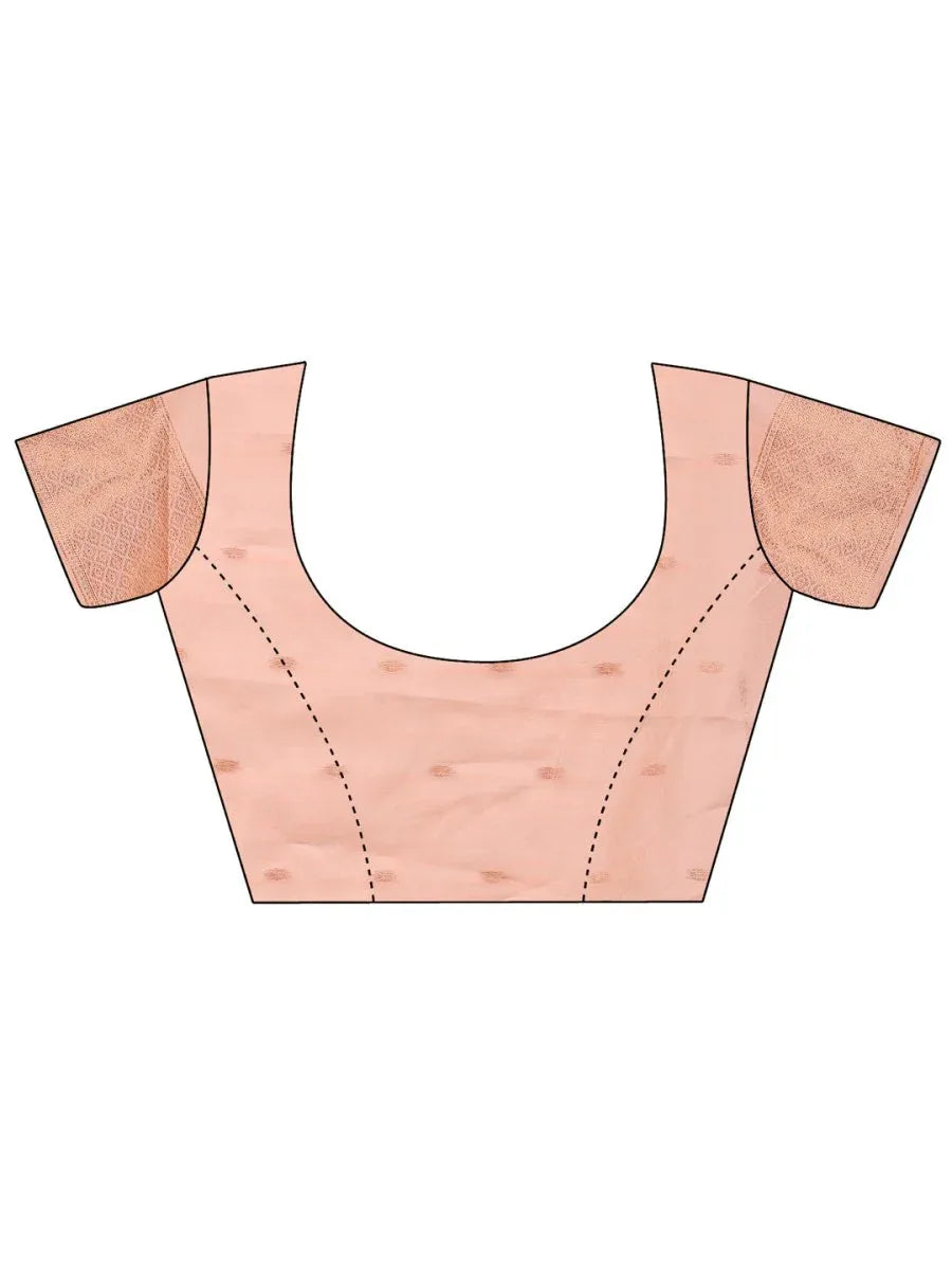 Peach Linen Cotton Saree With Blouse Piece - EZBER