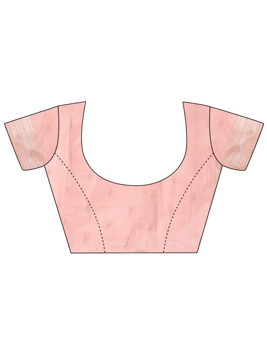 Peach Linen Cotton Saree With Blouse Piece - EZBER