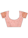 Peach Linen Cotton Saree With Blouse Piece - EZBER
