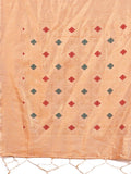Peach Linen Cotton Saree With Blouse Piece - EZBER
