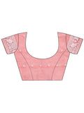 Peach Linen Cotton Saree With Blouse Piece - EZBER