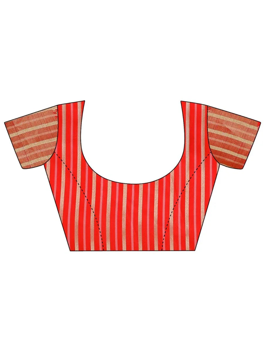 Peach Organza Saree With Blouse Piece - EZBER