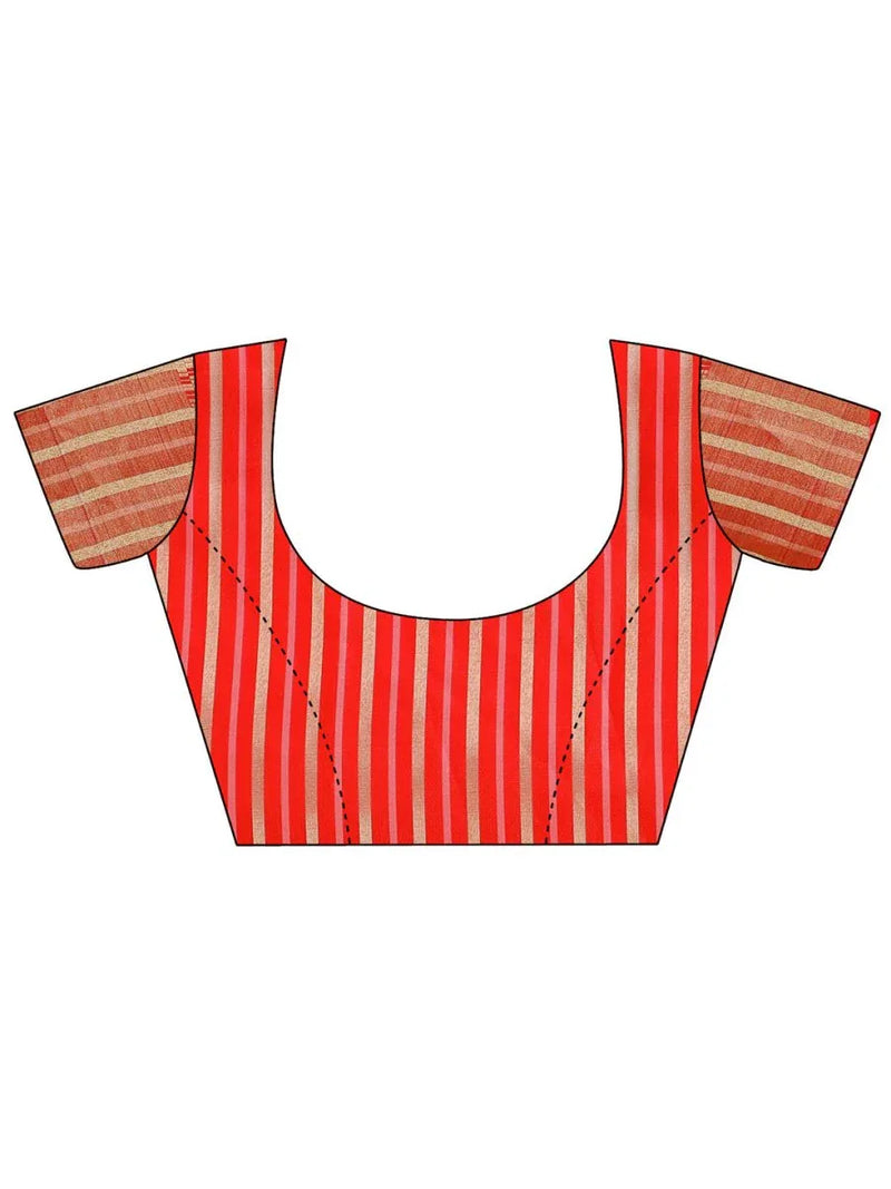 Peach Organza Saree With Blouse Piece - EZBER