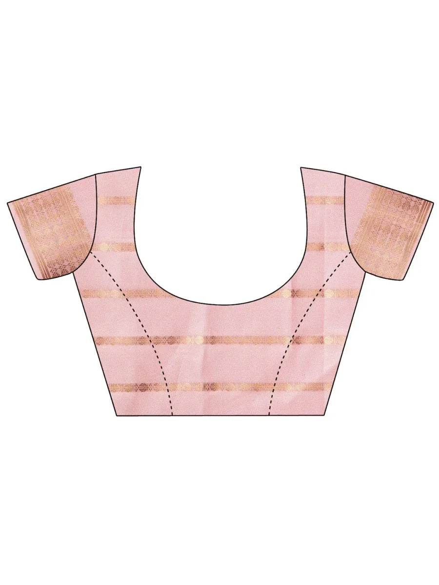 Peach PORTO Organza Saree with Blouse Piece - EZBER