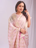 Peach PORTO Organza Saree with Blouse Piece - EZBER
