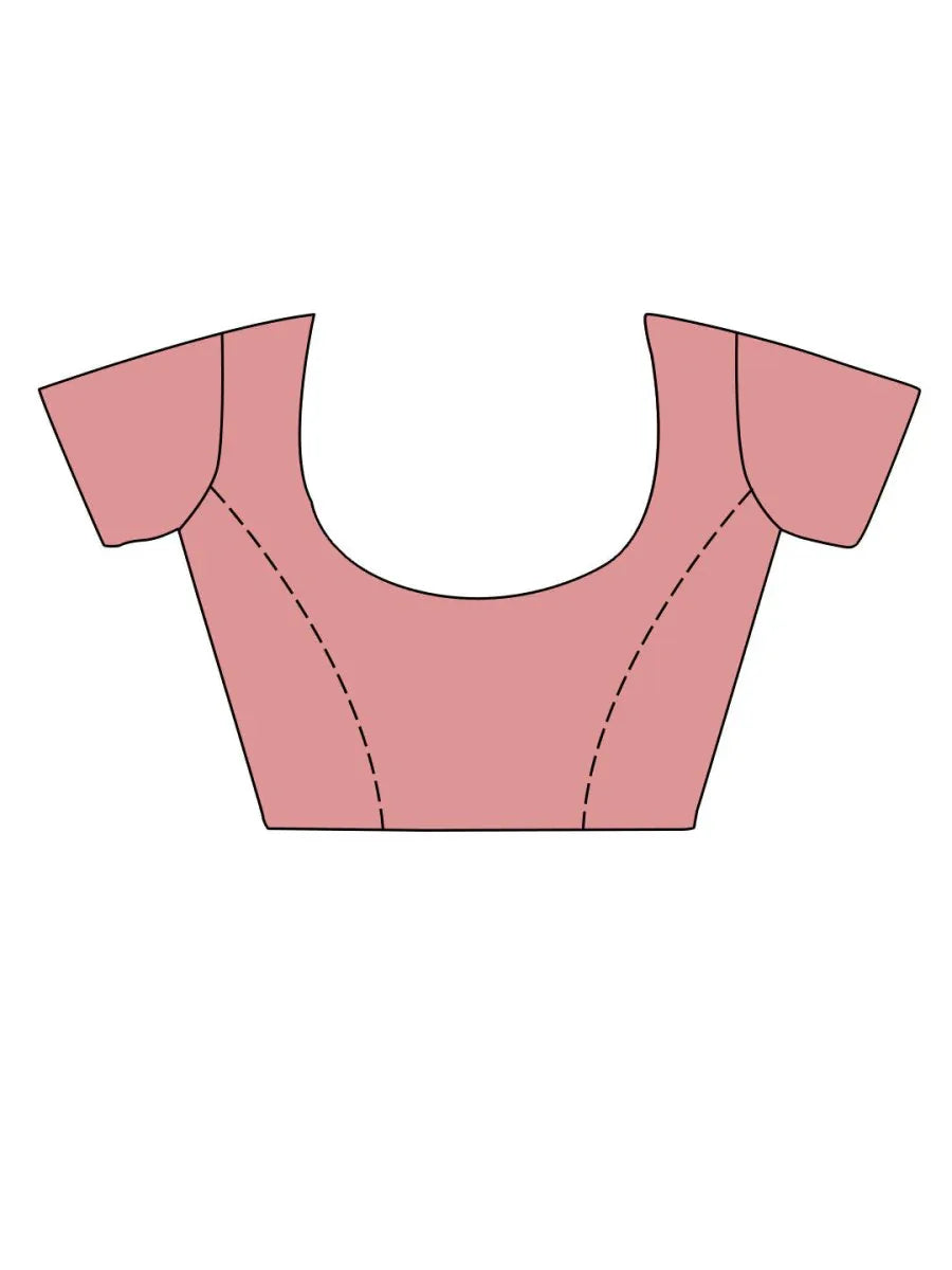 Peach Tissue Mosqus Saree With Blouse Piece - EZBER