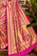 Pearlescent Magenta Pink Paithani Saree - EZBER