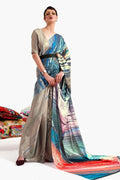 Perfect Greige Satin Crep Saree - EZBER