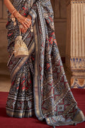 Pewter Grey Patola Saree - EZBER