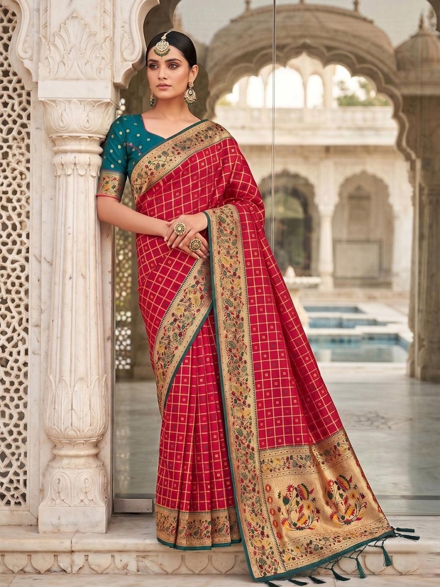 Pink Banarasi Silk Contrast Pallu Saree | EZB SI04 SUKLN1005 - EZBER
