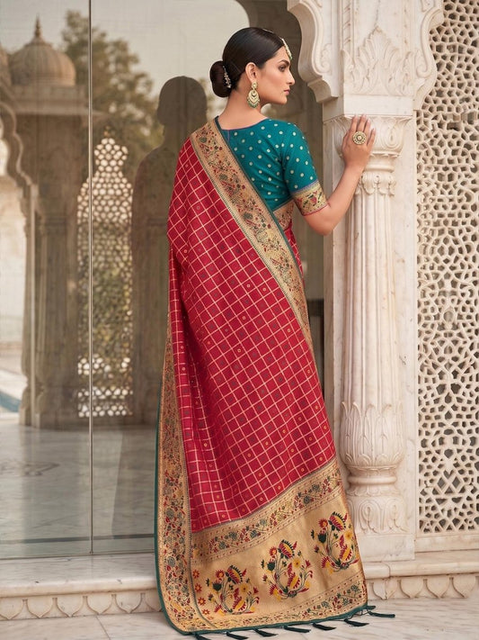 Pink Banarasi Silk Contrast Pallu Saree | EZB SI04 SUKLN1005 - EZBER