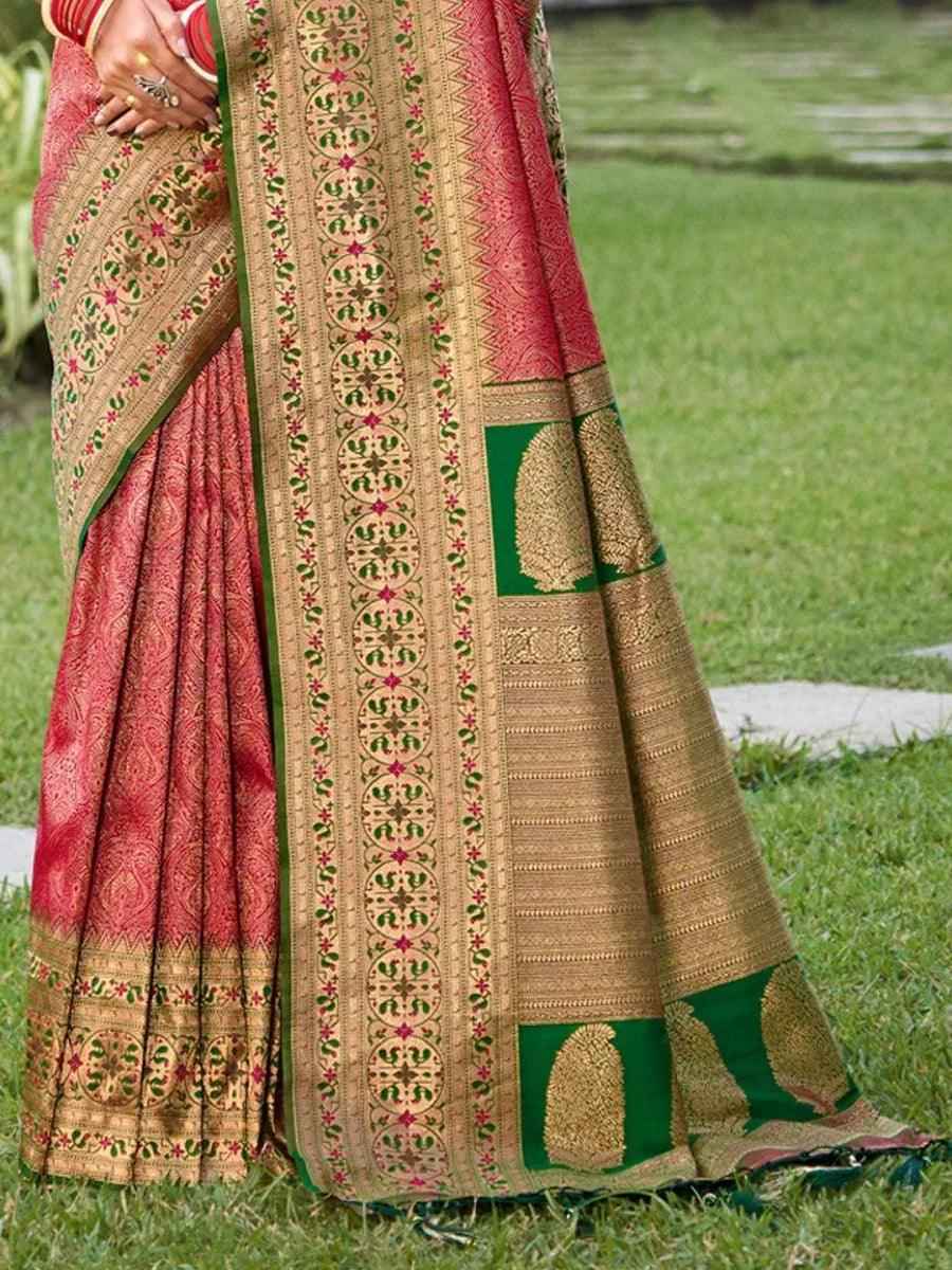 Pink Banarasi Silk Brocade Saree | EZB SI04 BWGAU1006