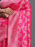 Pink Banarasi Silk Saree With Blouse Piece - EZBER
