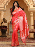 Pink Banarasi Silk Saree With Blouse Piece - EZBER
