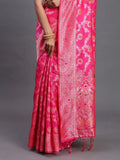 Pink Banarasi Silk Saree With Blouse Piece - EZBER