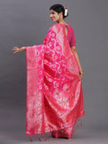Pink Banarasi Silk Saree With Blouse Piece - EZBER