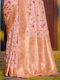 Pink Banarasi silk Saree With Blouse Piece - EZBER