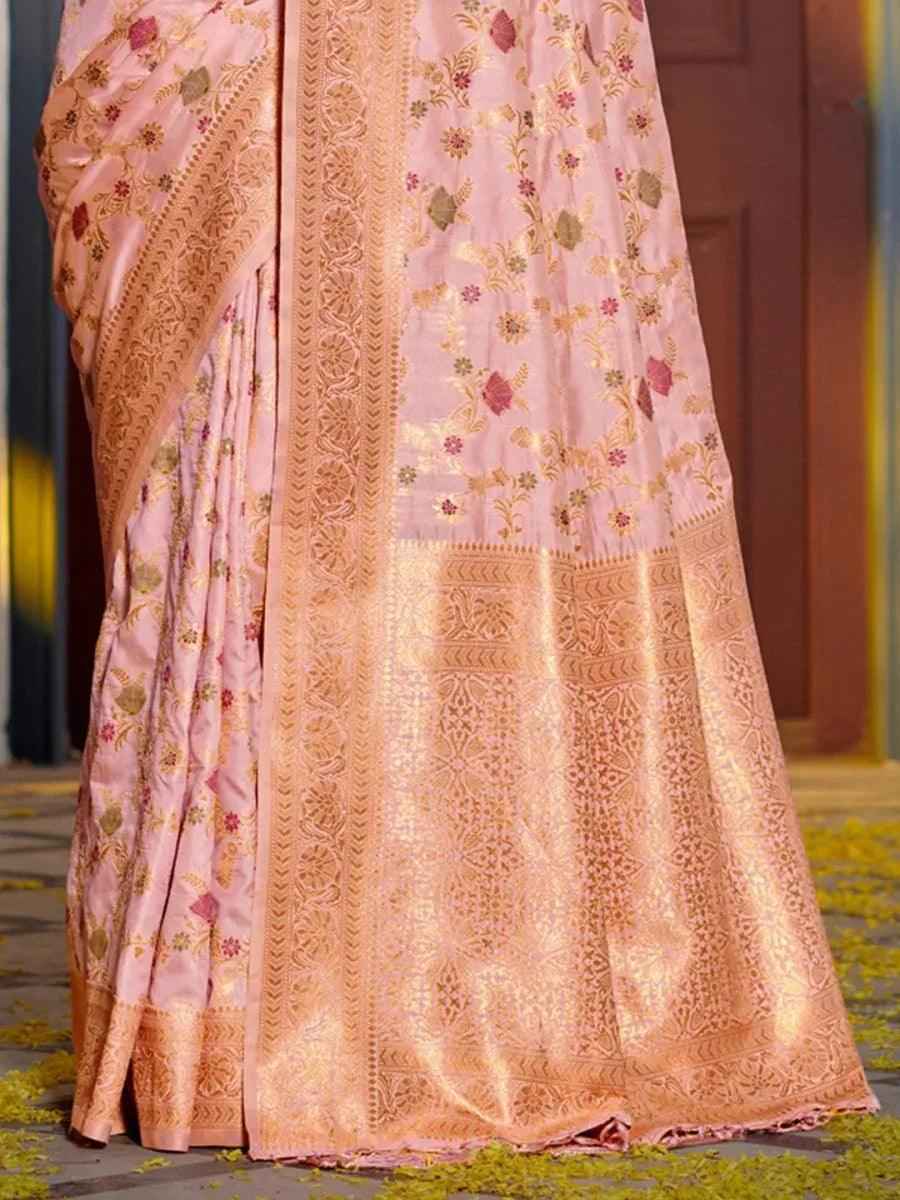 Pink Banarasi Silk Brocade Saree | EZB SI04 ASSWA1005