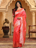 Pink Banarasi Silk Saree With Blouse Piece - EZBER