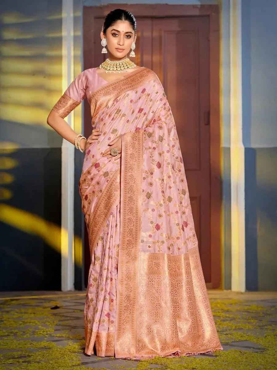 Pink Banarasi Silk Brocade Saree | EZB SI04 ASSWA1005