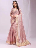 Pink CHICAGO Organza Saree with Blouse Piece - EZBER