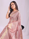 Pink CHICAGO Organza Saree with Blouse Piece - EZBER