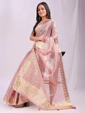 Pink CHICAGO Organza Saree with Blouse Piece - EZBER