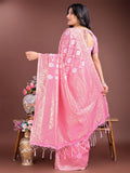 Pink Cotton Saree With Blouse Piece - EZBER